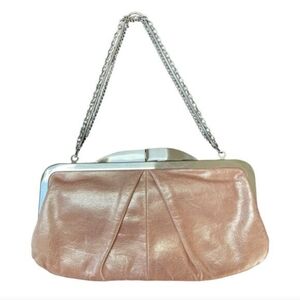 HOBO Pink Leather Clutch with Silver Chain